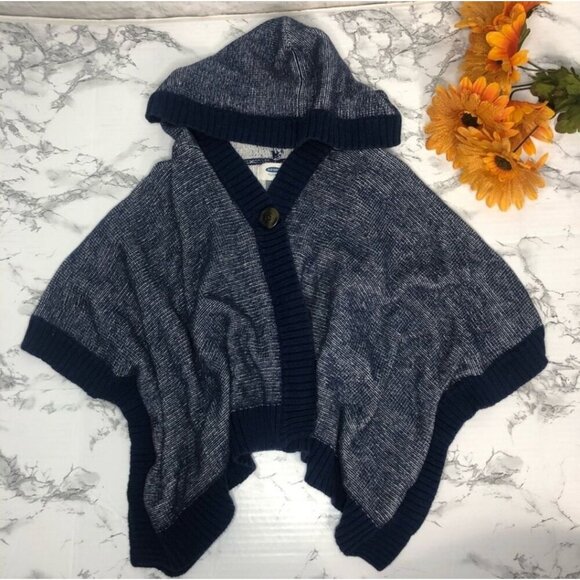 Old Navy Hooded Knit Poncho Sweater Shawl in Blue – Little Wanderer Edition 3T - Picture 4 of 5